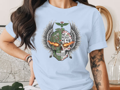 We Resist We Rise Winged Skull Graphic Tee product type
