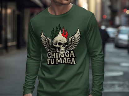 Skull and Wings Graphic Long Sleeve Shirt Product