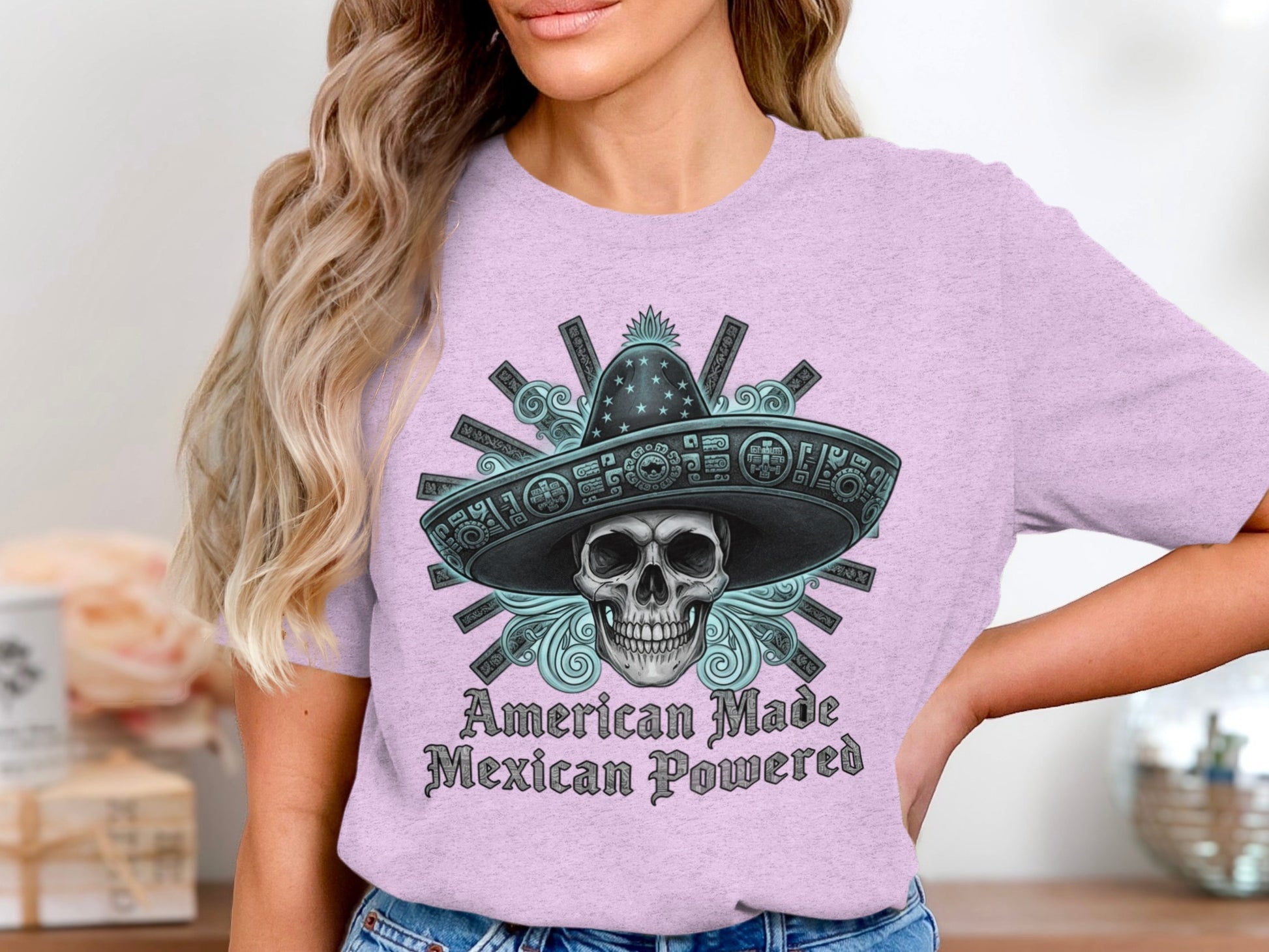 American Made Mexican Powered Skull Graphic T-shirt