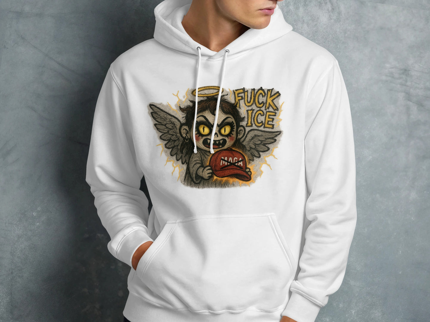 Edgy Angelic Artwork Graphic Printed Hoodie product