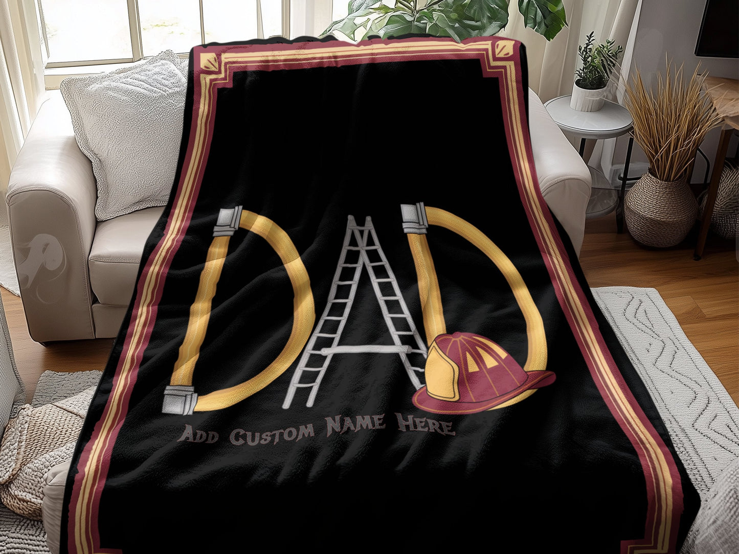Dad Add Custom Name Here Firefighter Blanket product type