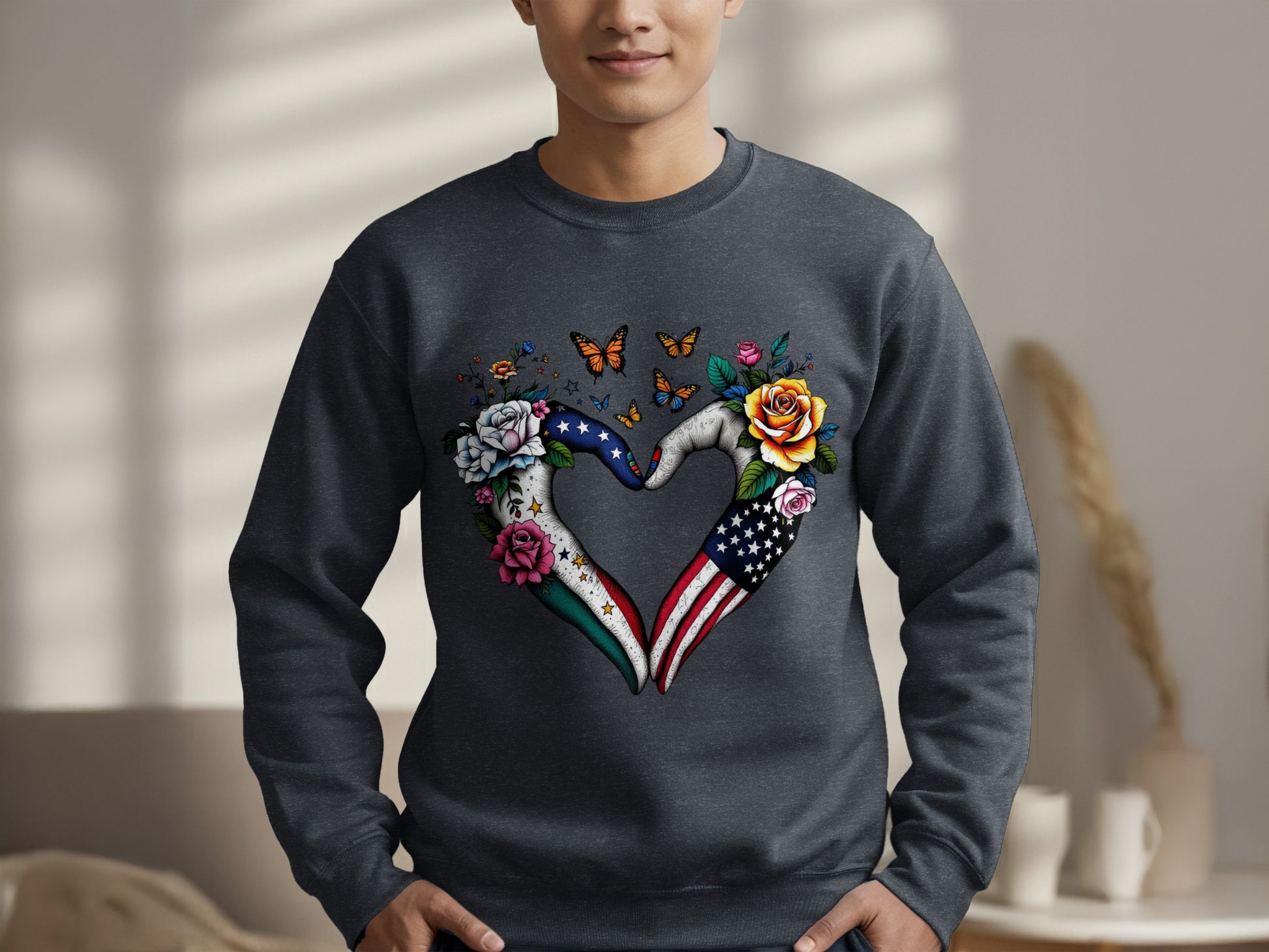Hand Heart Design Long Sleeve Casual Sweatshirt product