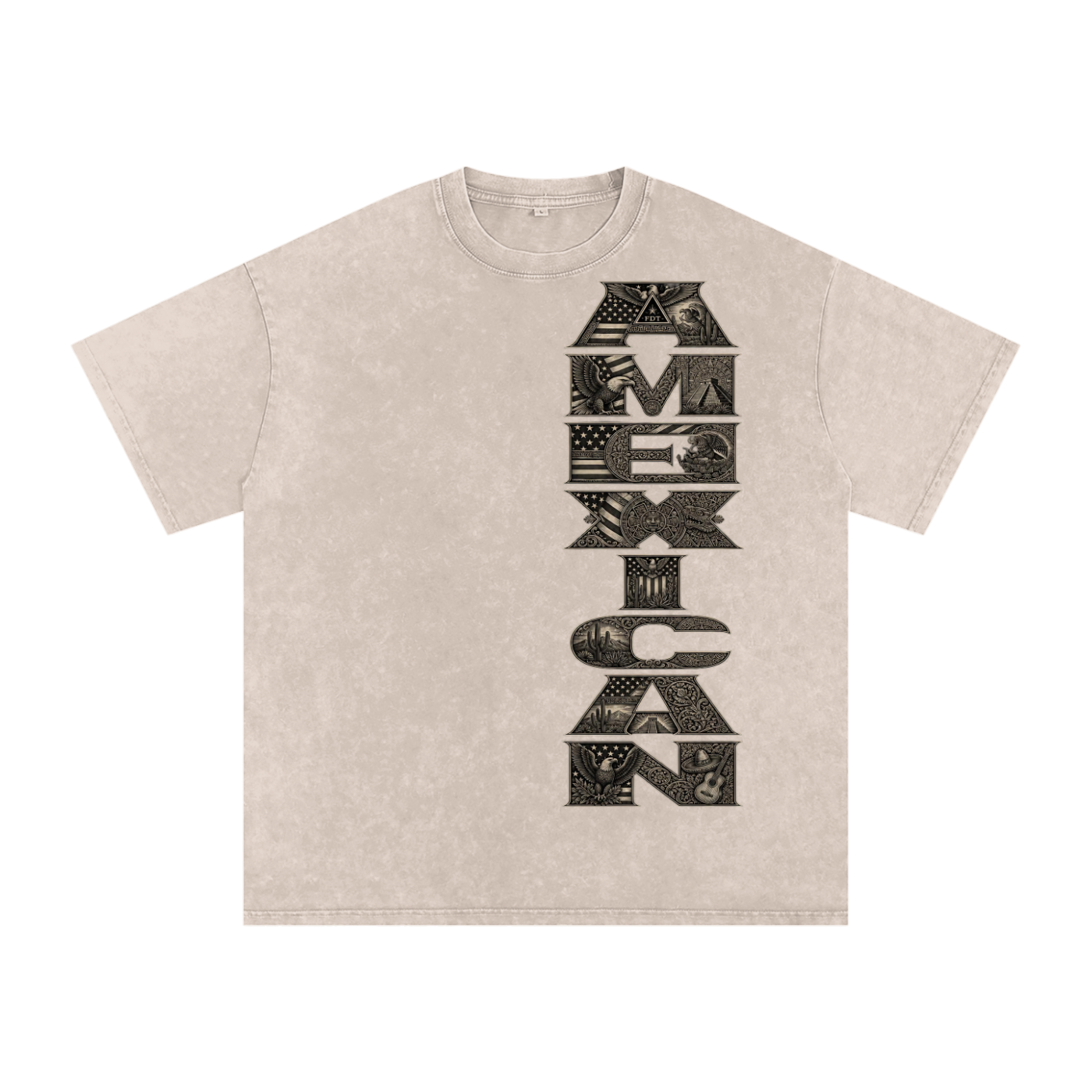 Amexican Pride Subtle FDT Design Snow Washed Oversized Cotton T-Shirt