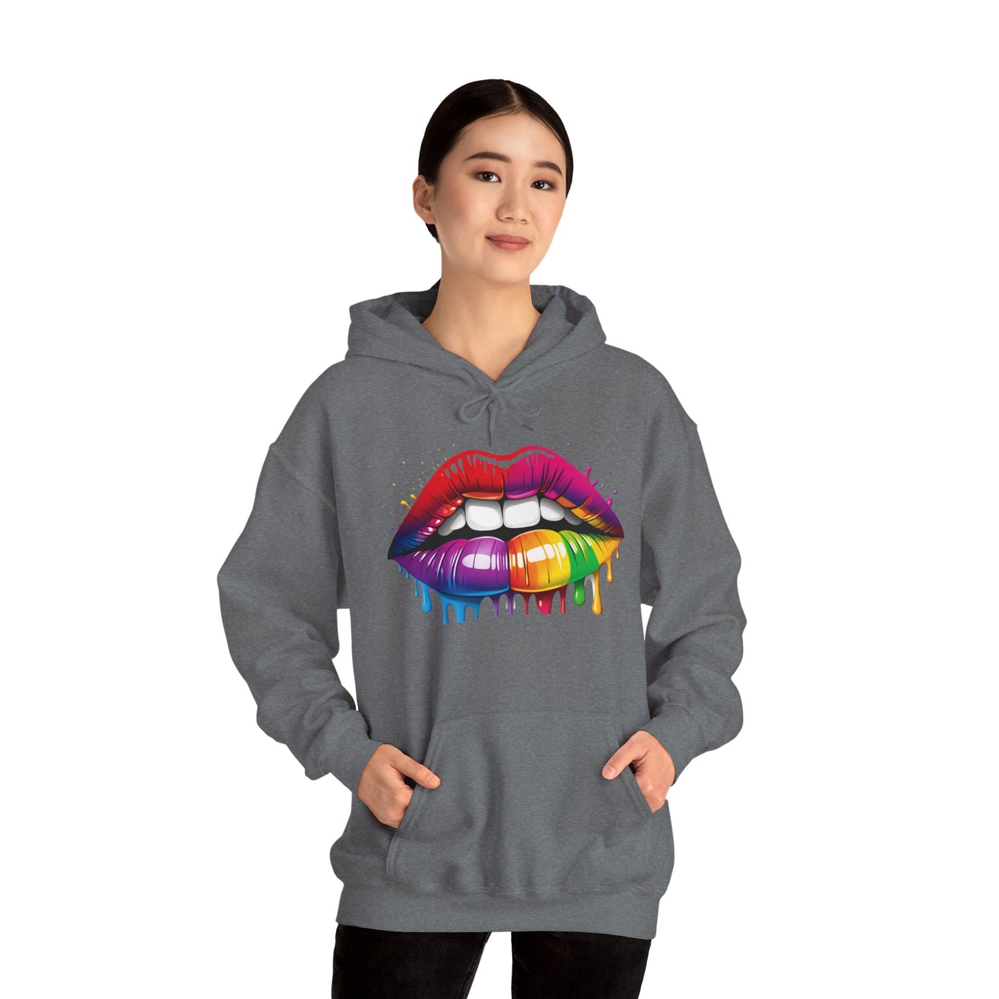 Pride hoodie Rainbow Dripping Lips Hoodie | Unisex Sweatshirt for Pride, LGBTQ+ Events, Casual Wear, Gift Idea, Vibrant Streetwear
