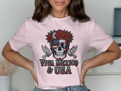 Viva Mexico USA Skull Graphic T Shirt product type