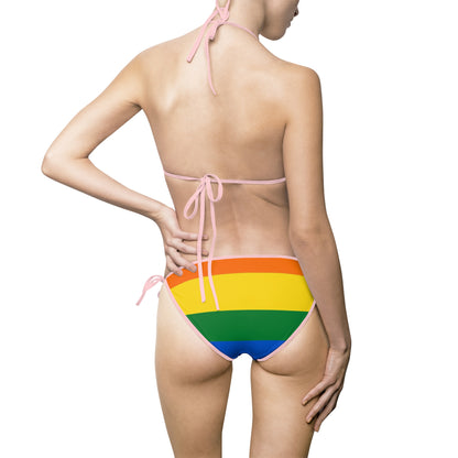 Pride Themed Women's Bikini Swimsuit - Fun Summer Beachwear, LGBTQ+ Swim Set, Colorful Swimsuit, Tropical Vibes, Pool Party Essential