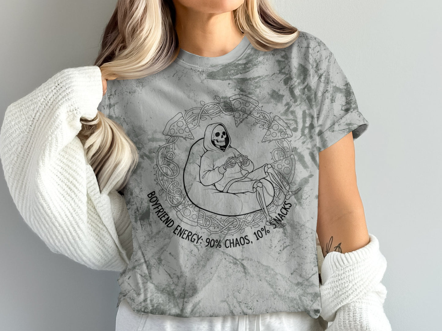 Boyfriend Energy 90 Percent Chaos 10 Percent Snacks T-shirt