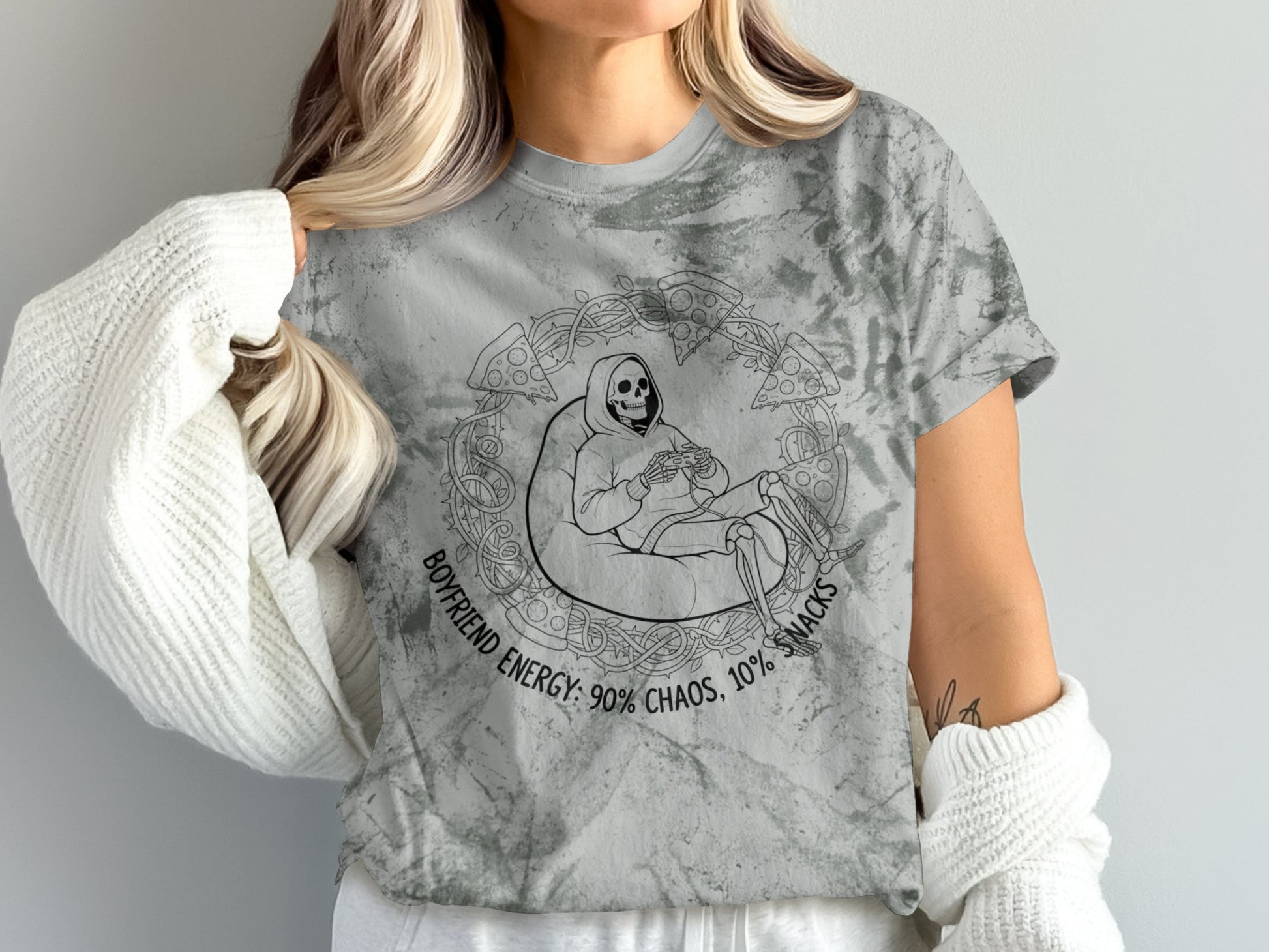 Boyfriend Energy 90 Percent Chaos 10 Percent Snacks T-shirt