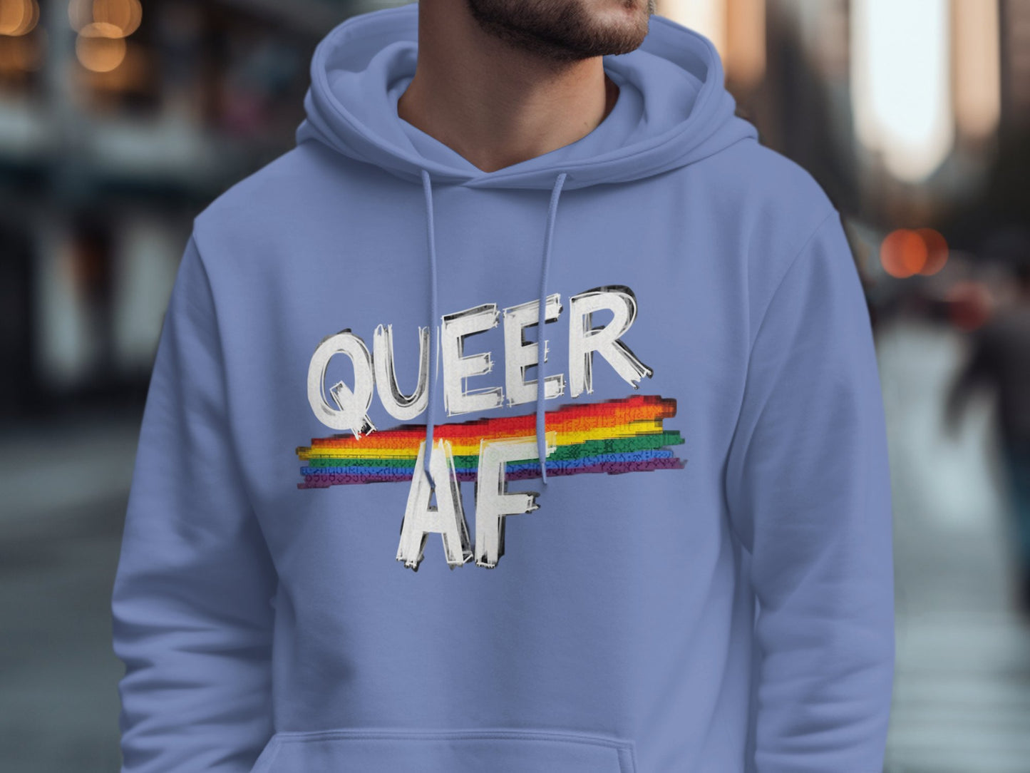 Queer AF Rainbow Design Hooded Sweatshirt product