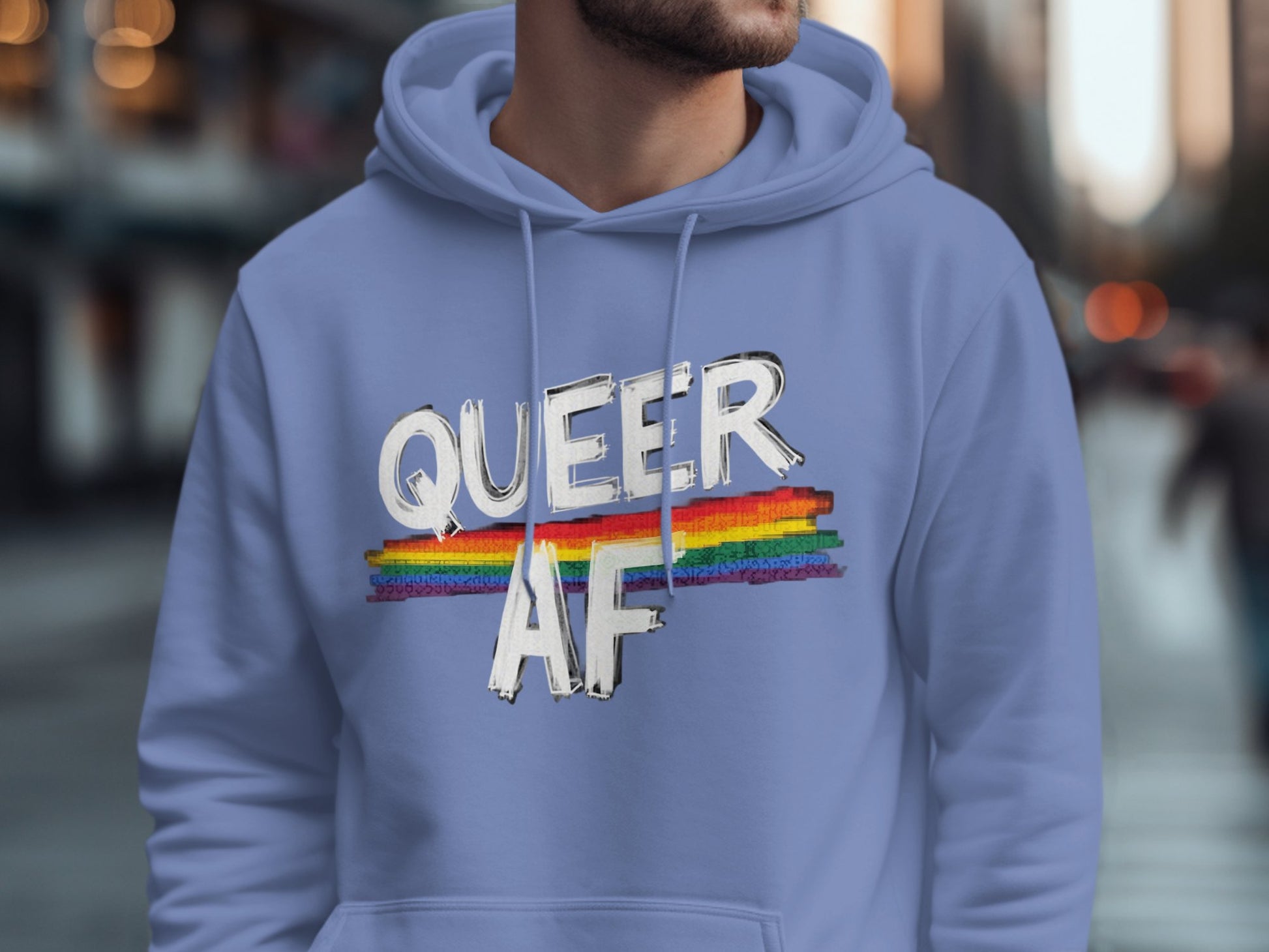 Queer AF Rainbow Design Hooded Sweatshirt product