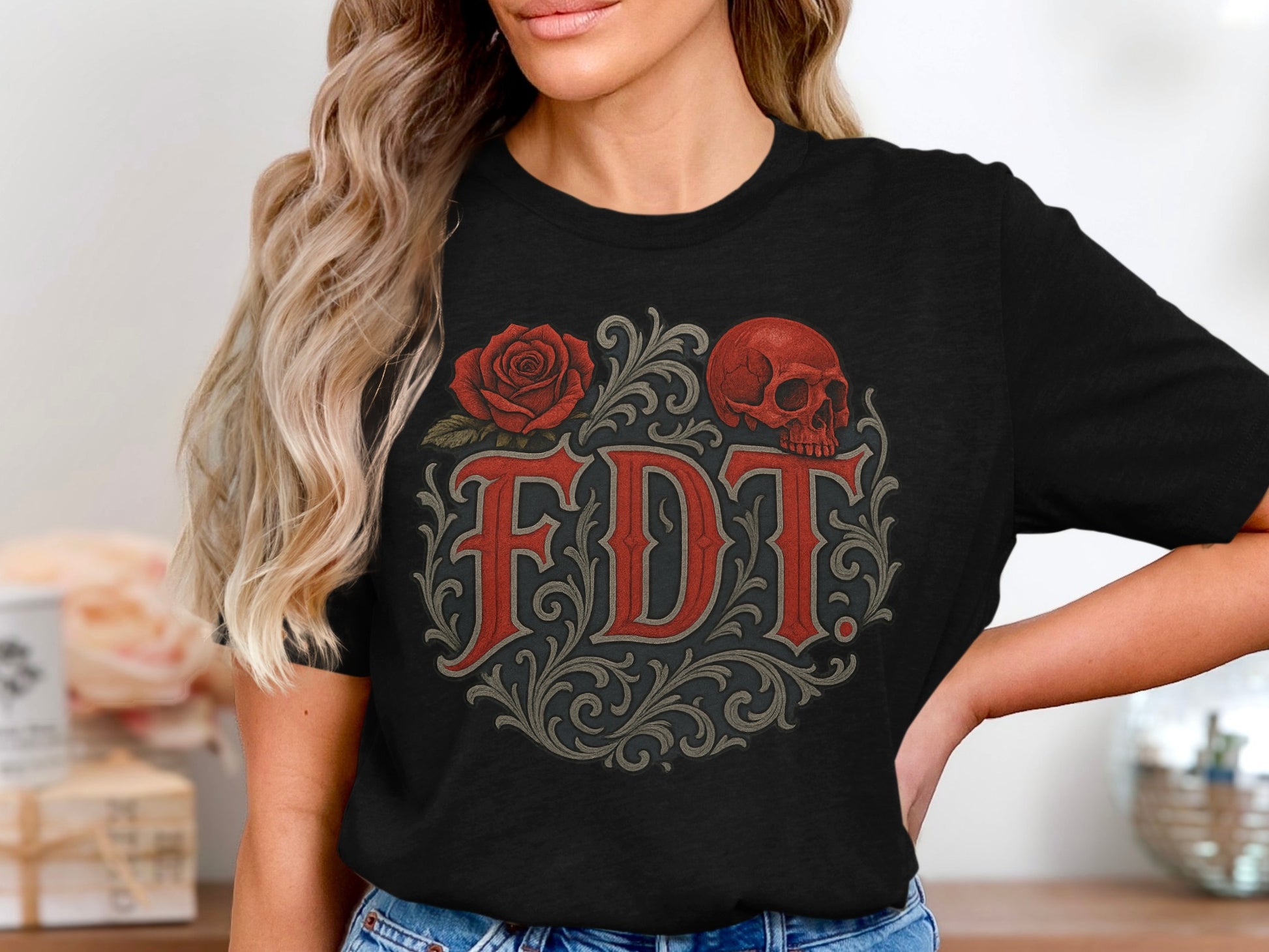 FDT Rose and Skull Graphic Women's T-shirt Product