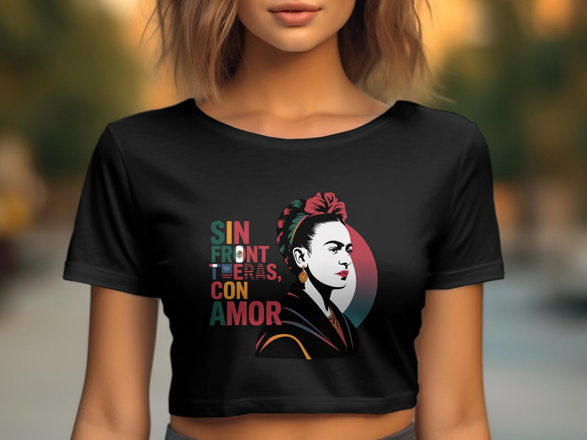 Sin Fronteras Con Amor Graphic Crop Top product type