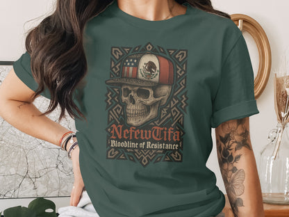 Nefewtifa Bloodline of Resistance Skull Graphic Tee
