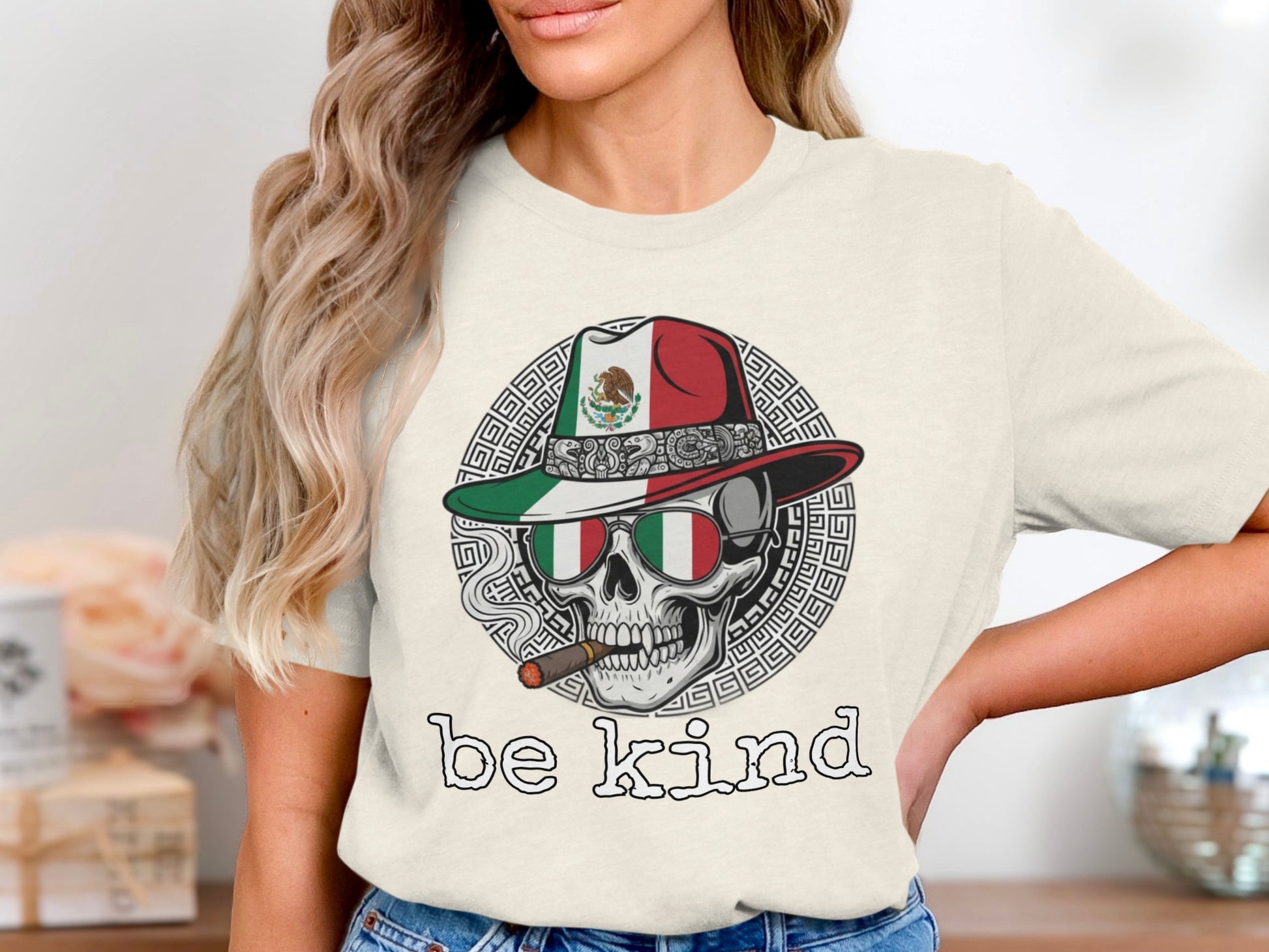 Be Kind Skull Wearing Sunglasses Graphic T-shirt
