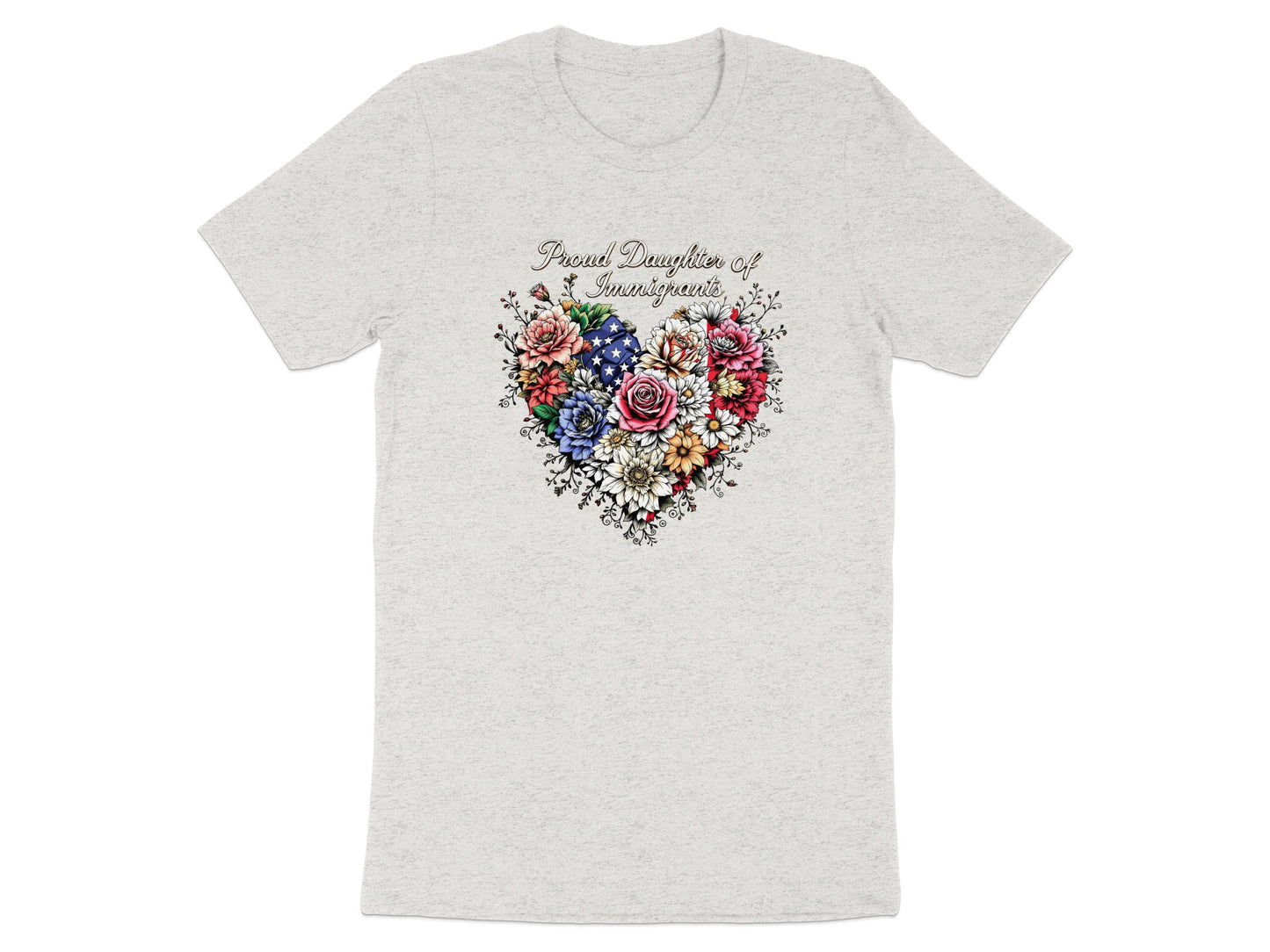 Proud Daughter of Immigrants Floral Heart T-Shirt