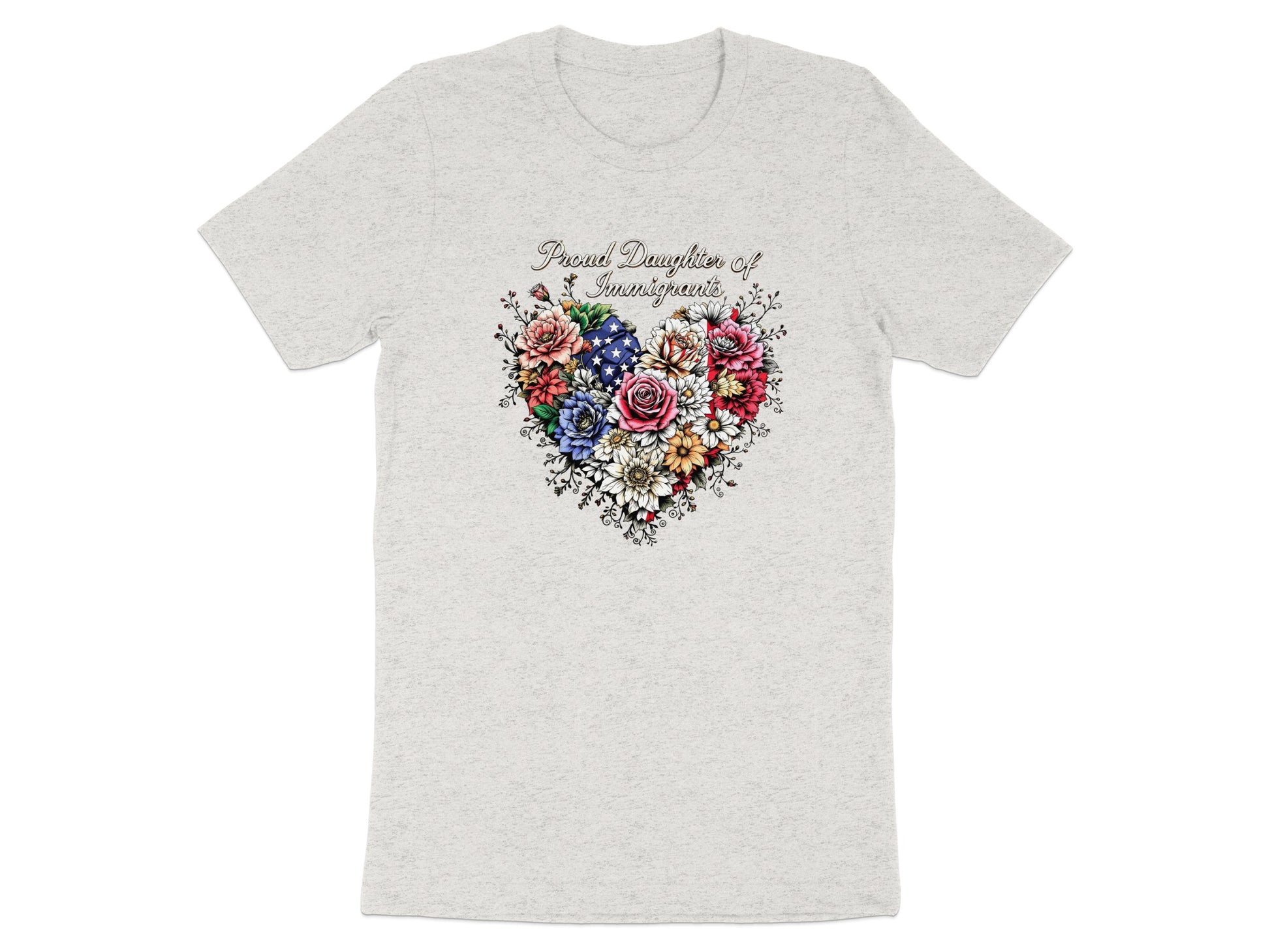 Proud Daughter of Immigrants Floral Heart T-Shirt