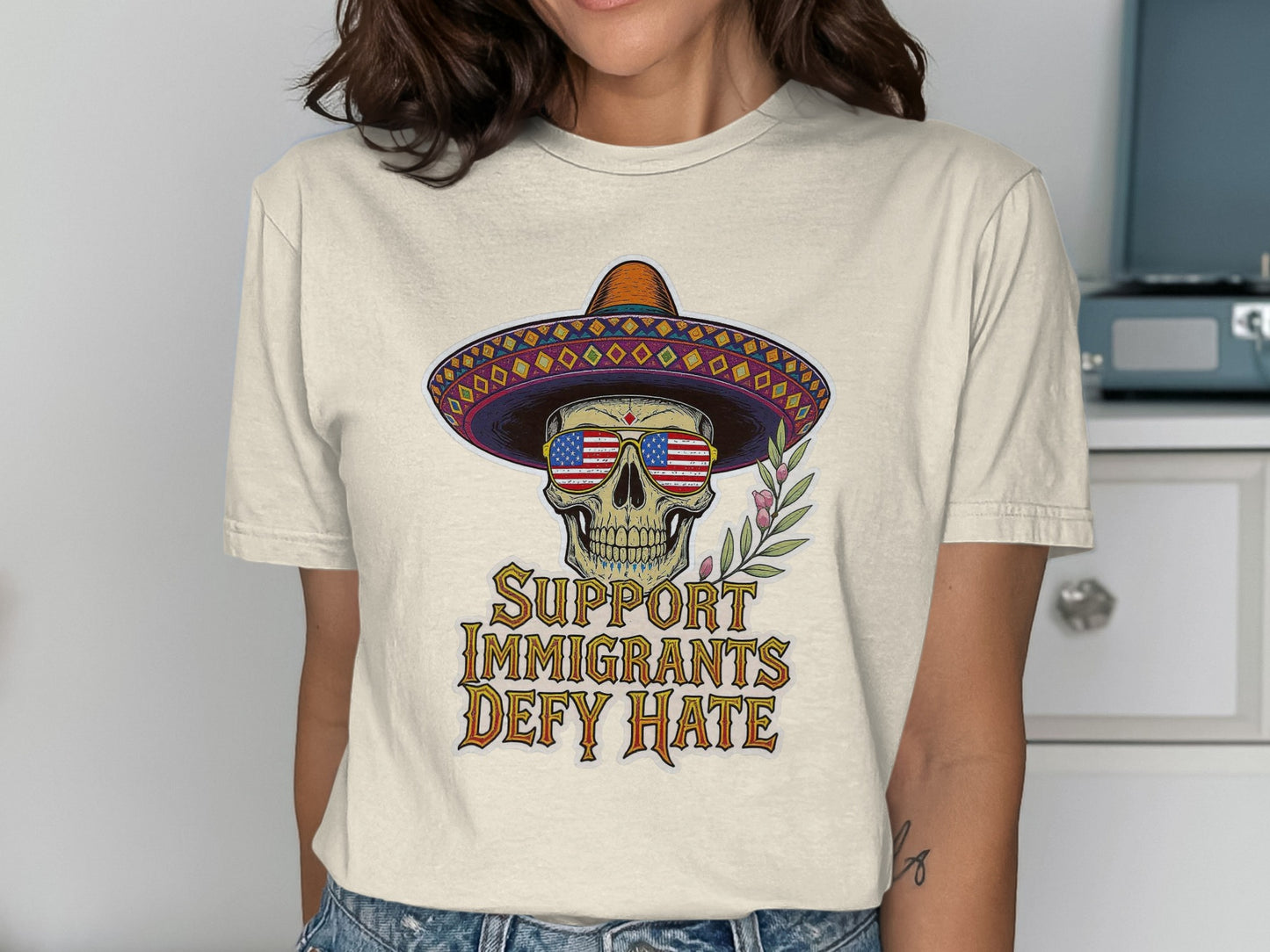 Support Immigrants Defy Hate Skull T-shirt product type