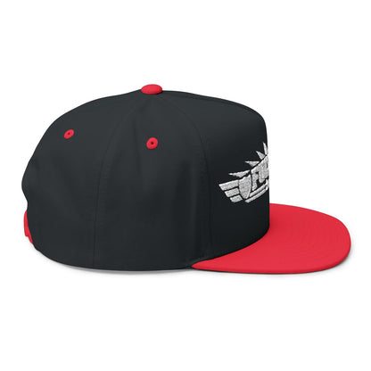 Black Fitted Cap with Red Brim and Custom Embroidery Hat