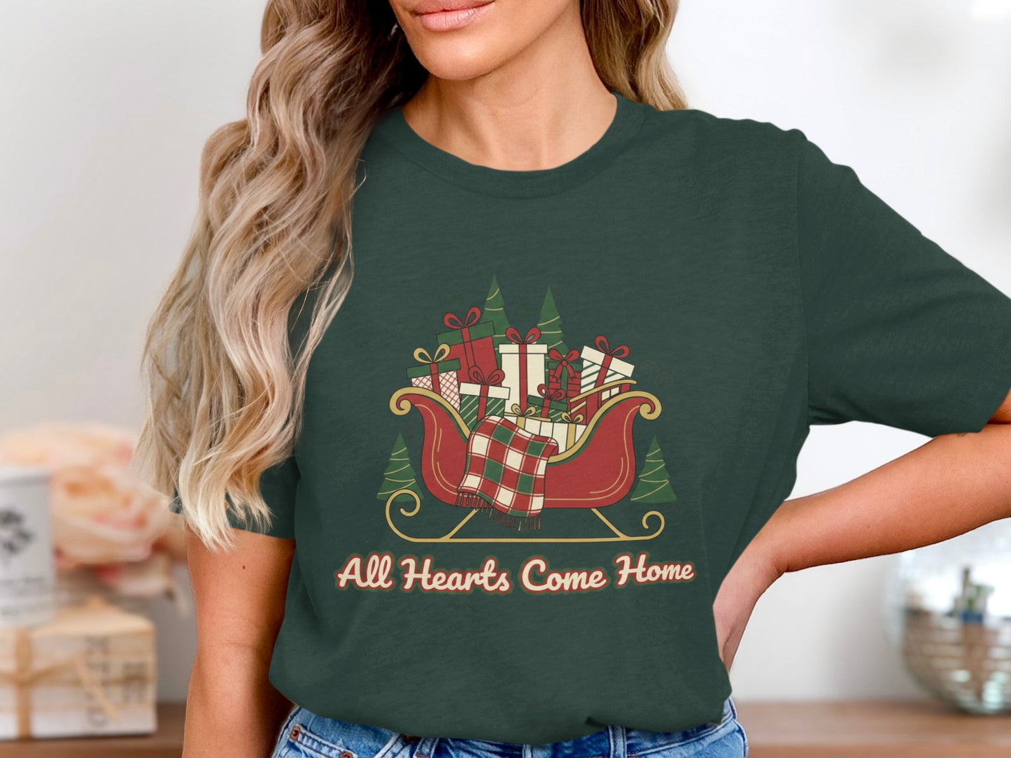 All Hearts Come Home Sleigh Design Shirt for Holidays