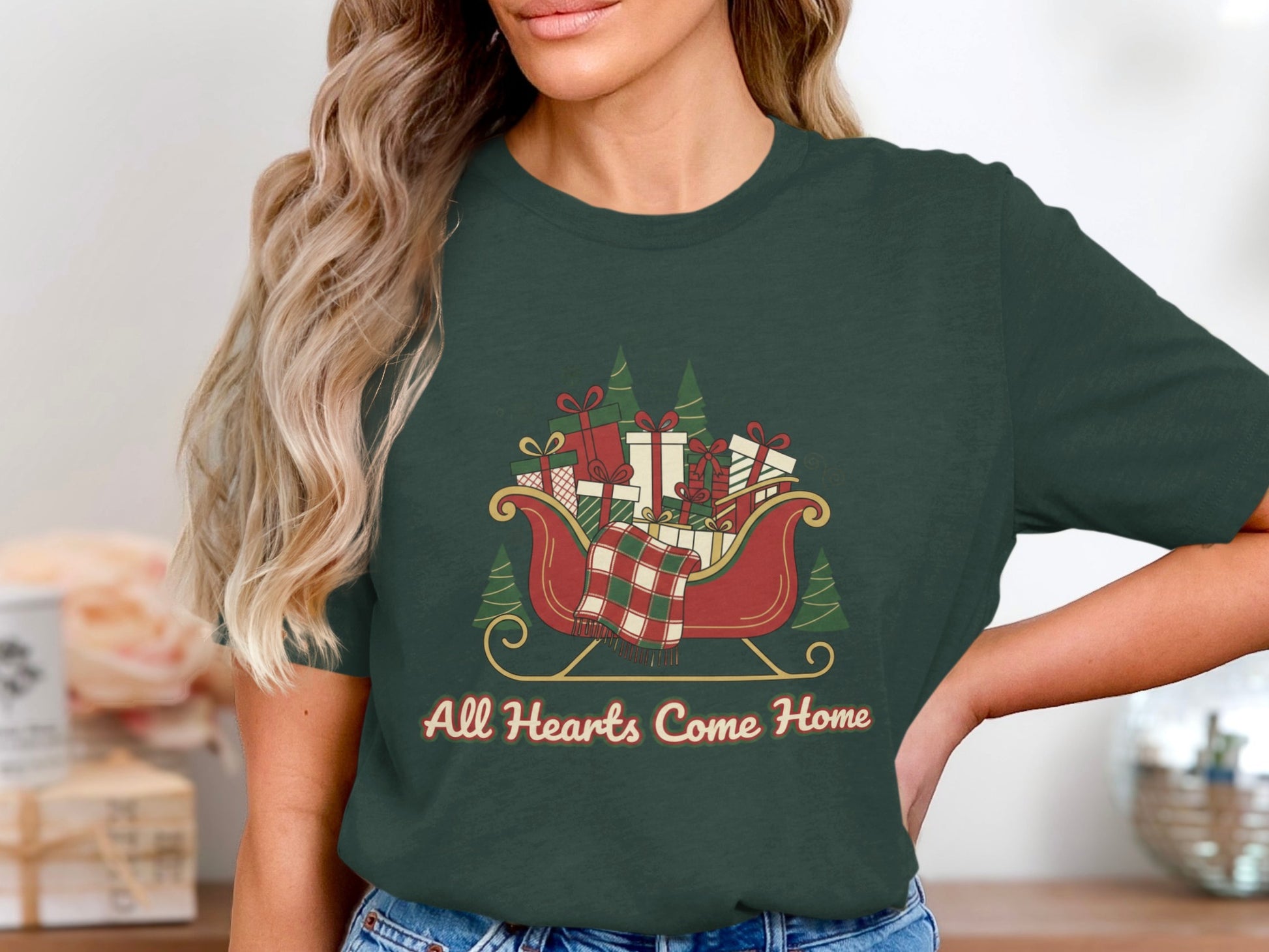 All Hearts Come Home Sleigh Design Shirt for Holidays