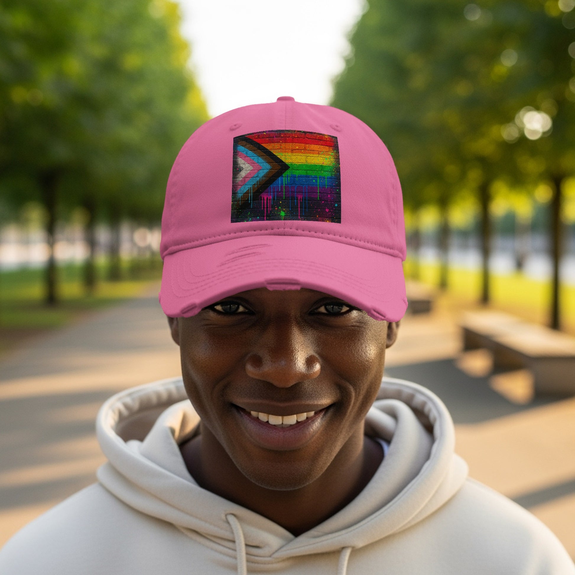 Vibrant Rainbow Abstract Design Embroidered Cap product
