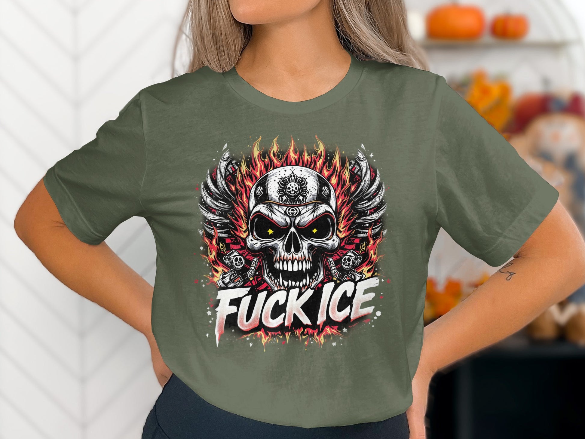 Skull Design Fuck Ice Graphic Tee Shirt for Casual Wear