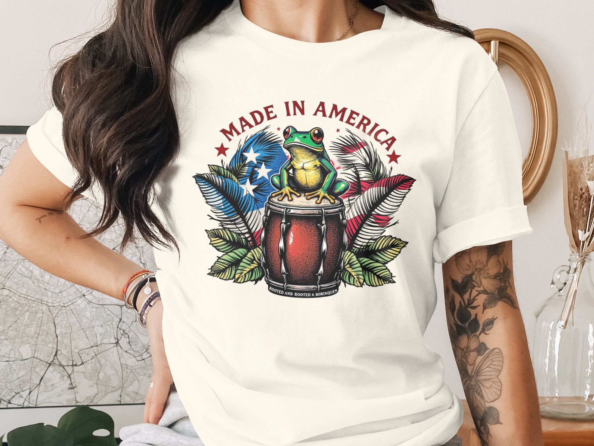 Made in America Frog Drum Design T-shirt