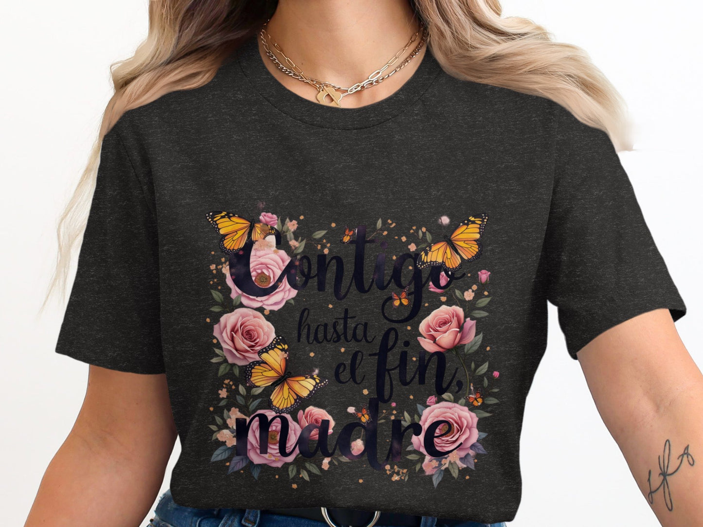 Contigo Hasta El Fin Madre Floral Butterfly Shirt Product