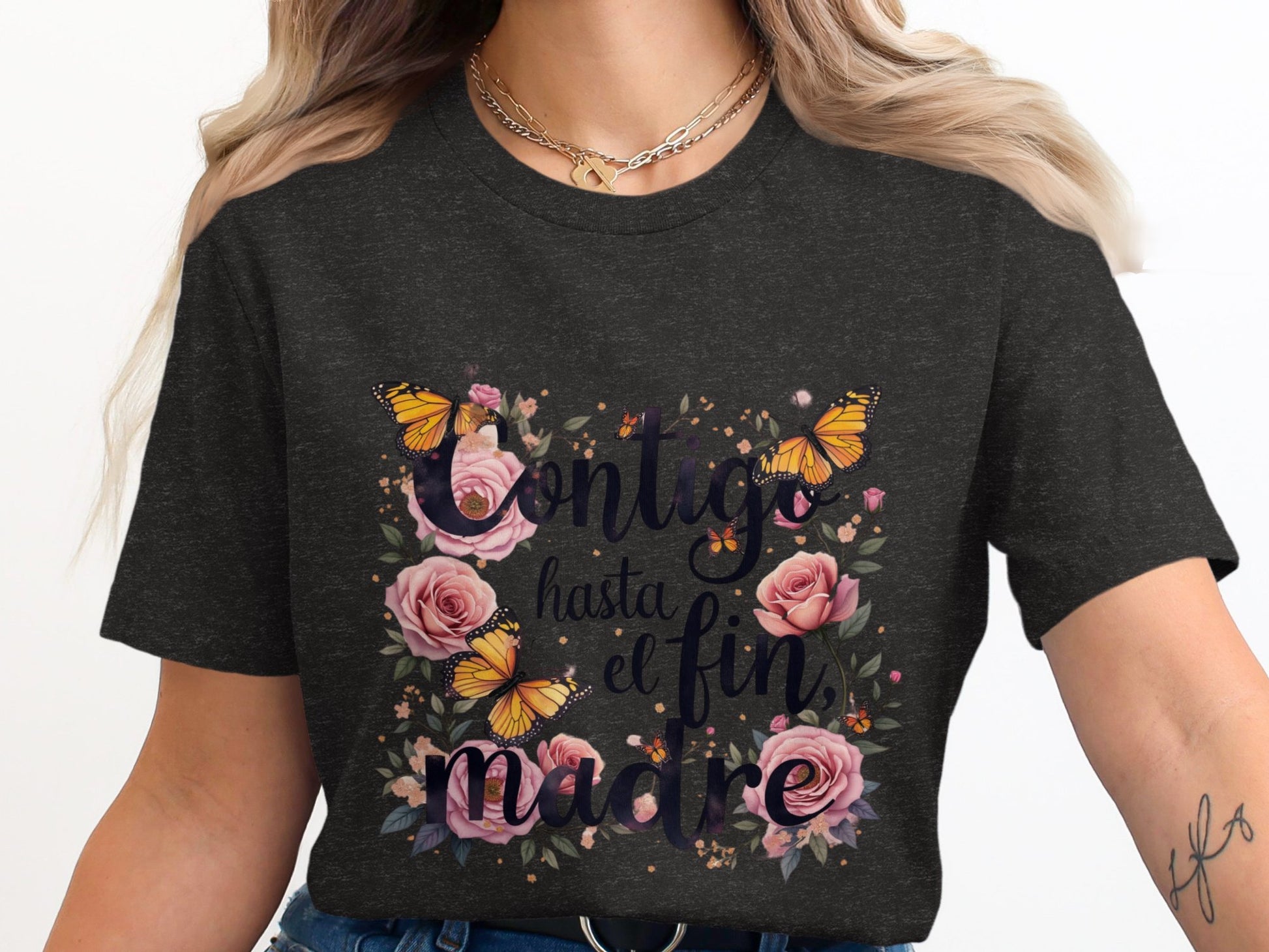 Contigo Hasta El Fin Madre Floral Butterfly Shirt Product