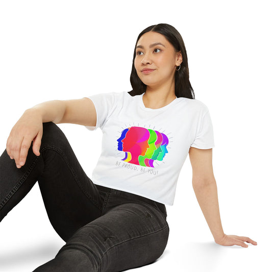 Pride crop top Women’s Festival Crop Top - Be Proud, Be You! Vibrant Pride Graphic Tee