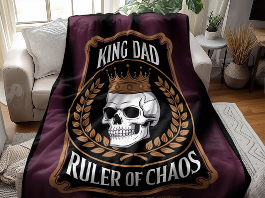 King Dad Ruler of Chaos Skull Print Blanket product