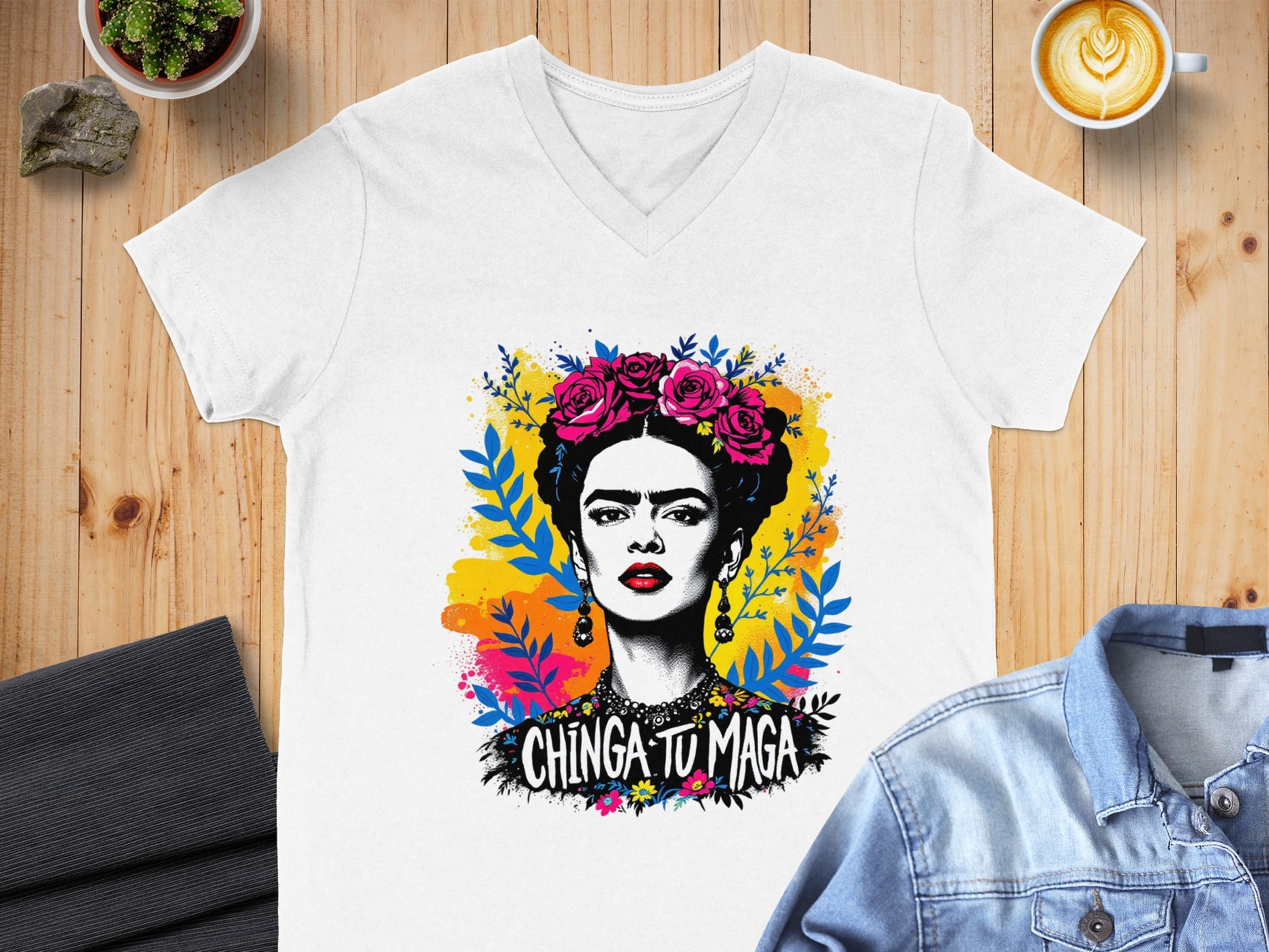 Vibrant Artistic Graphic V-Neck T-Shirt