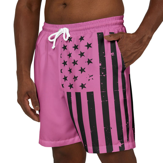 Patriotic Swim Shorts, 4th of July Swimwear, Unisex Beach Shorts, Fireworks Swim Trunks, Summer Pool Wear, Holiday Swim Attire