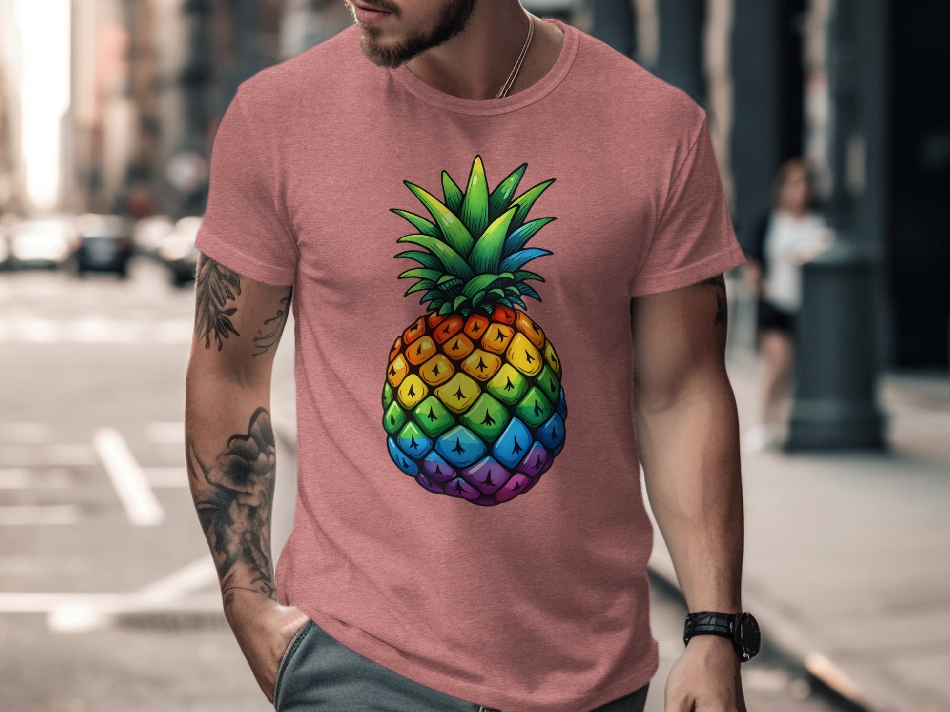 Colorful Pineapple Graphic Men Unisex Fashion T-shirt product