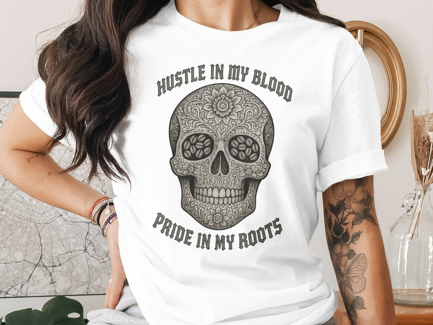 Hustle In My Blood Pride In My Roots Graphic Tee