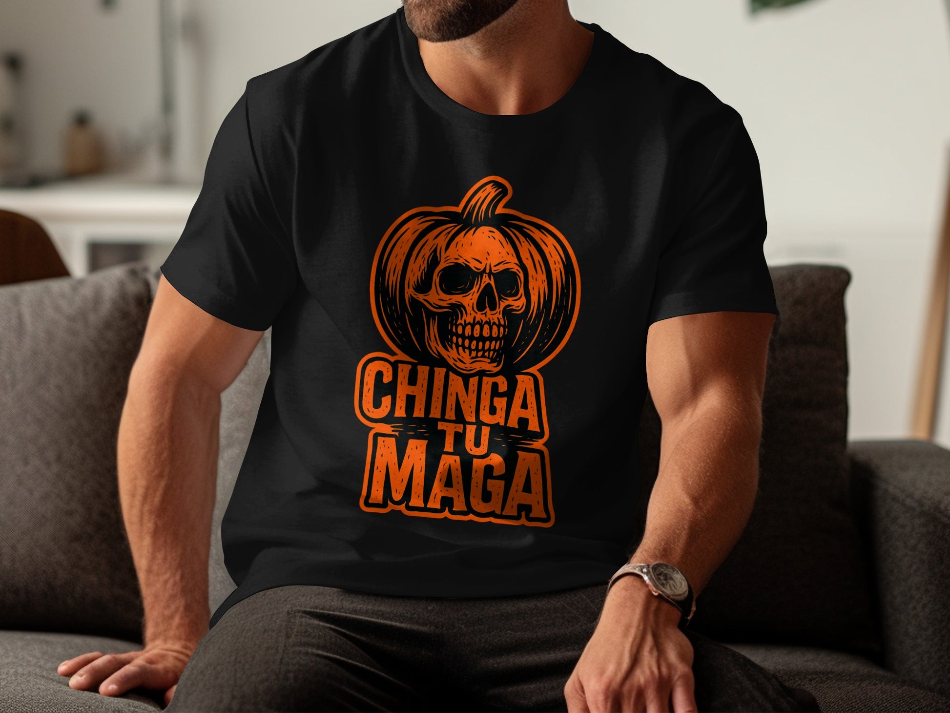 Halloween Skull Pumpkin Graphic T-Shirt product type