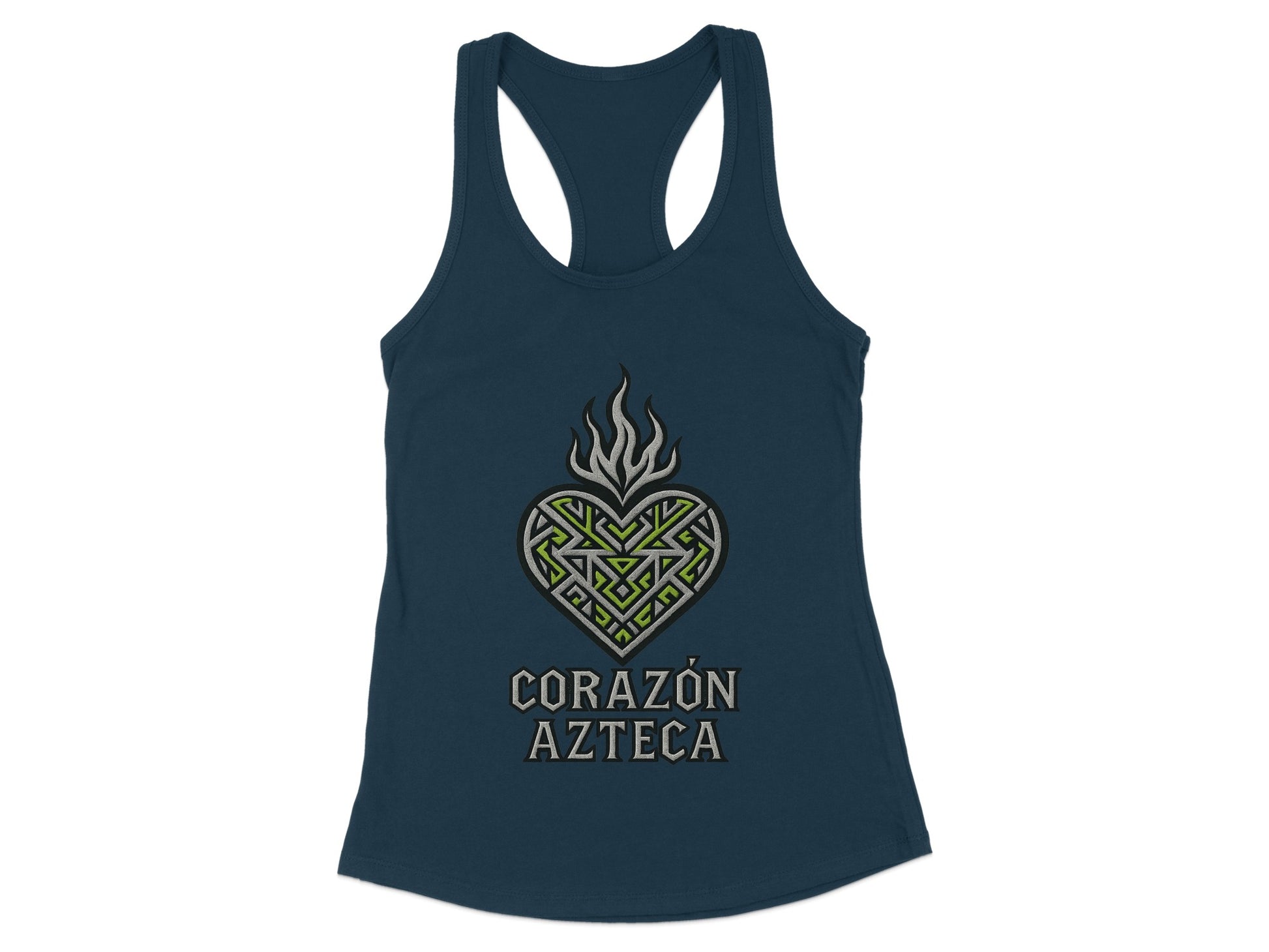 Corazón Azteca Heart Design Dark Blue Tank Top