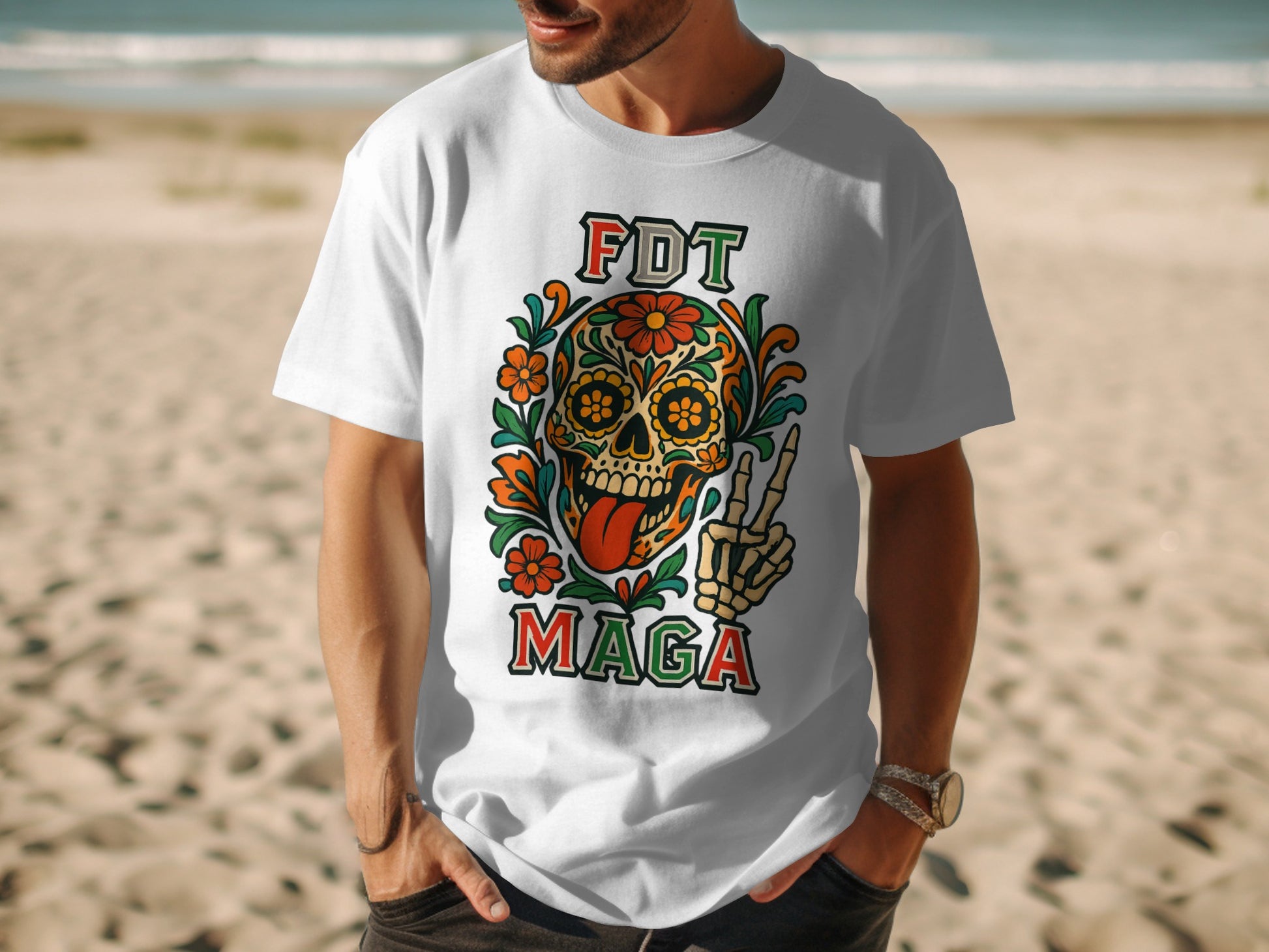 Vibrant FDT MAGA Skull Graphic T-Shirt product