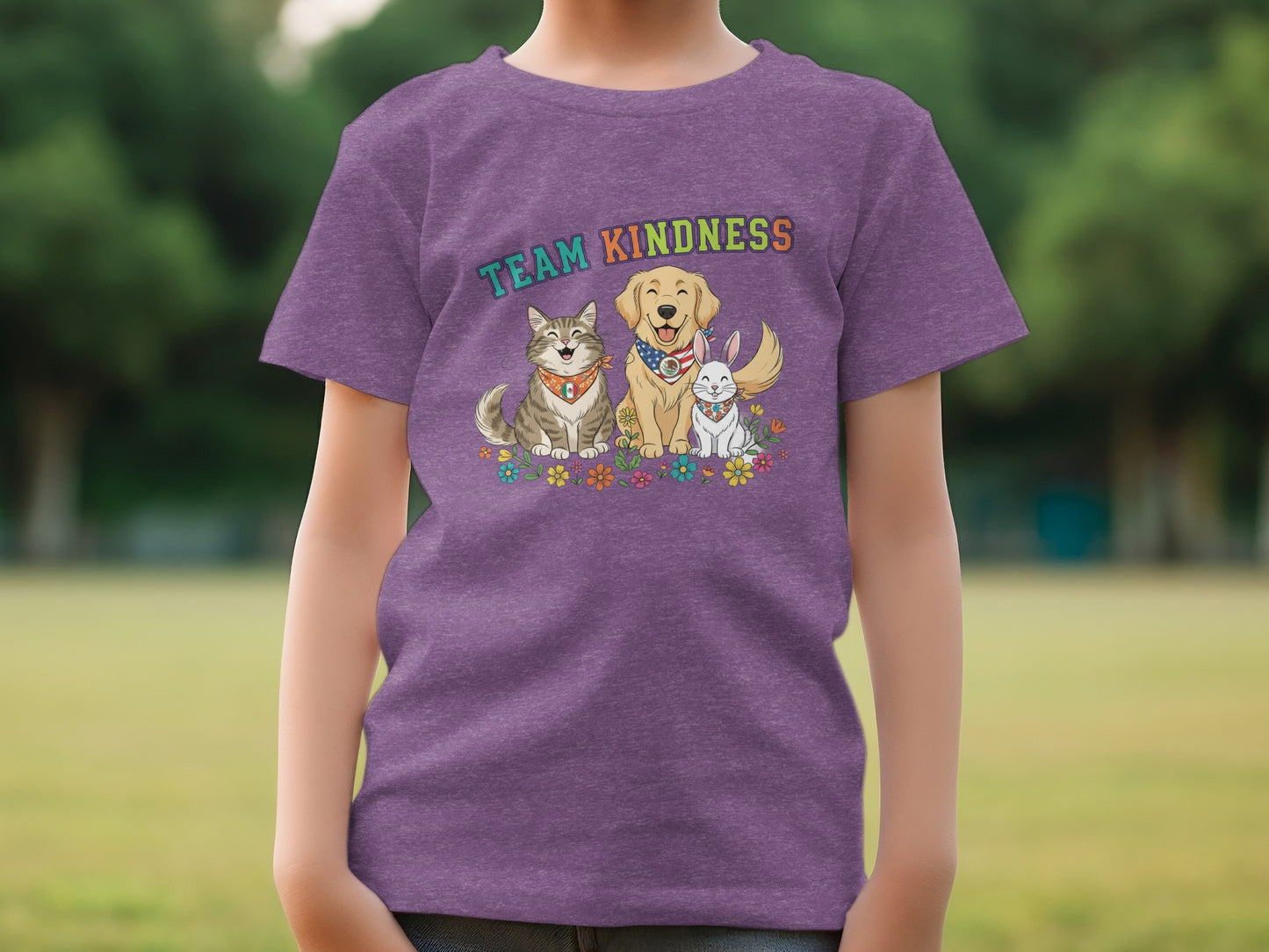 Team Kindness Cute Animals Graphic Tee for Kids