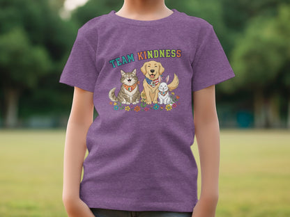 Team Kindness Cute Animals Graphic Tee for Kids