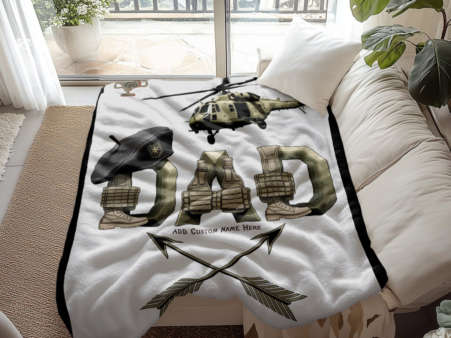 Personalized Army Dad Military Helicopter Blanket product
