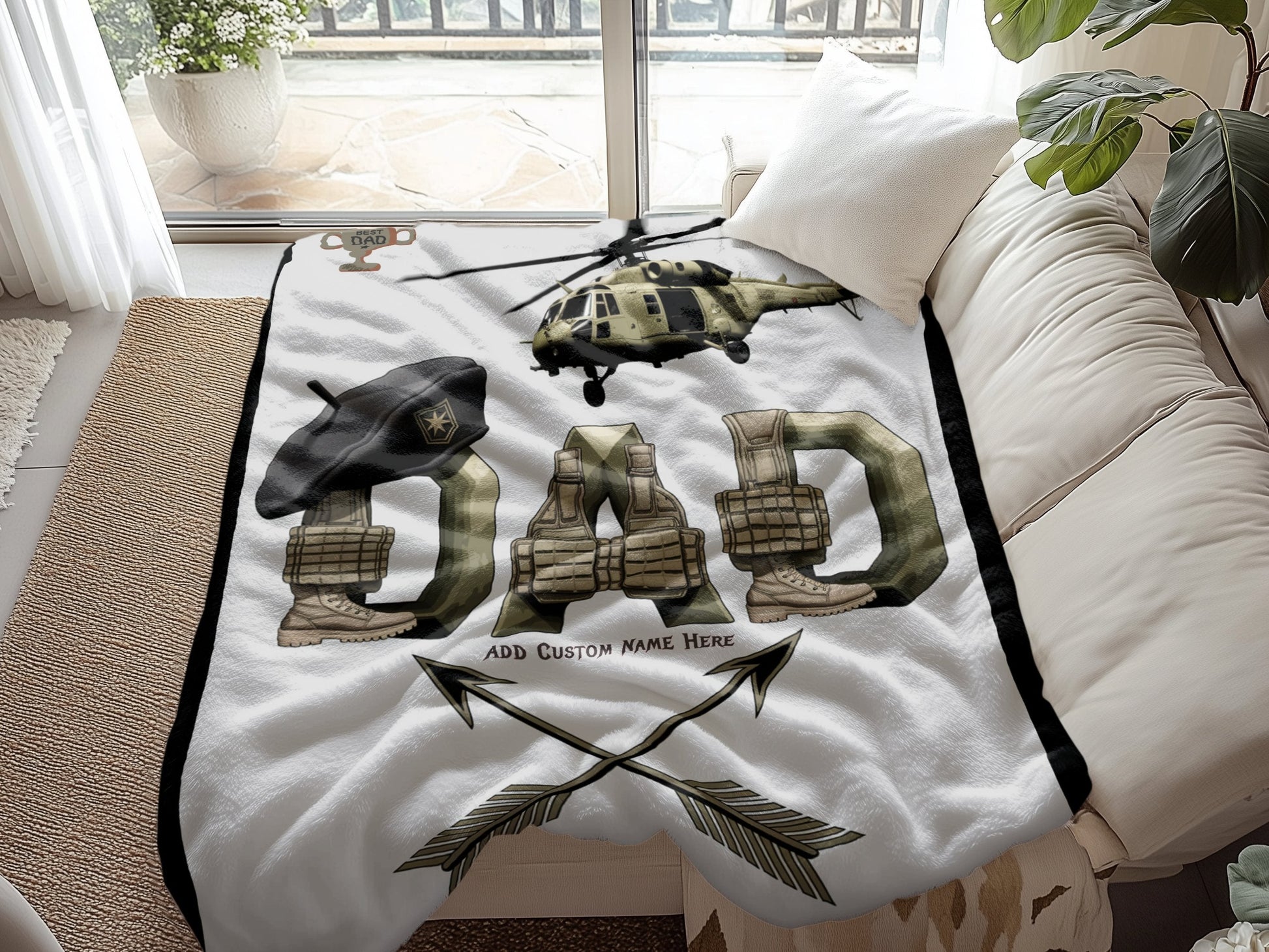 Personalized Army Dad Military Helicopter Blanket product