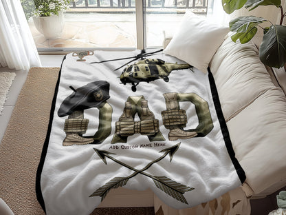 Personalized Army Dad Military Helicopter Blanket product