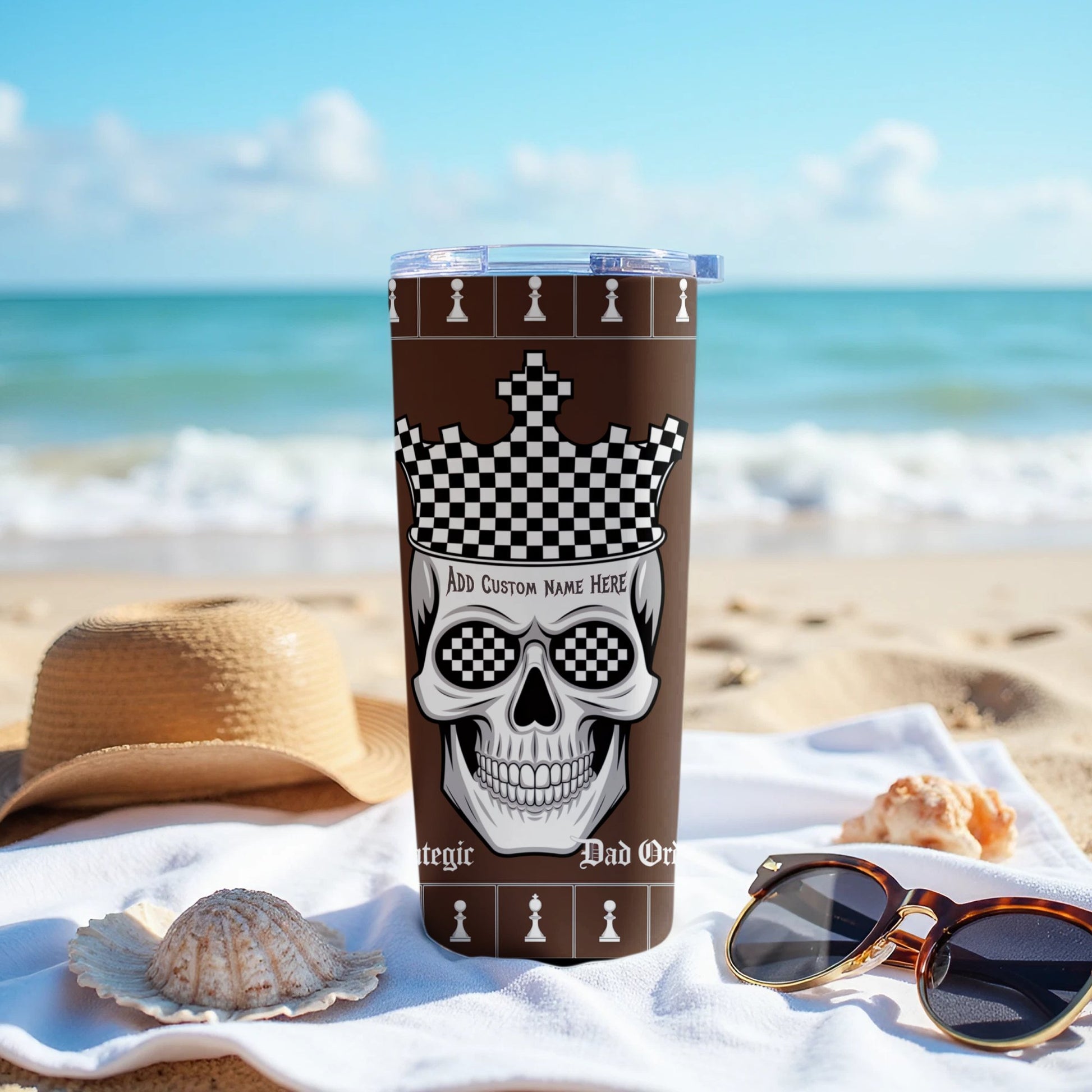 Custom Skull Chess Design Travel Tumbler product