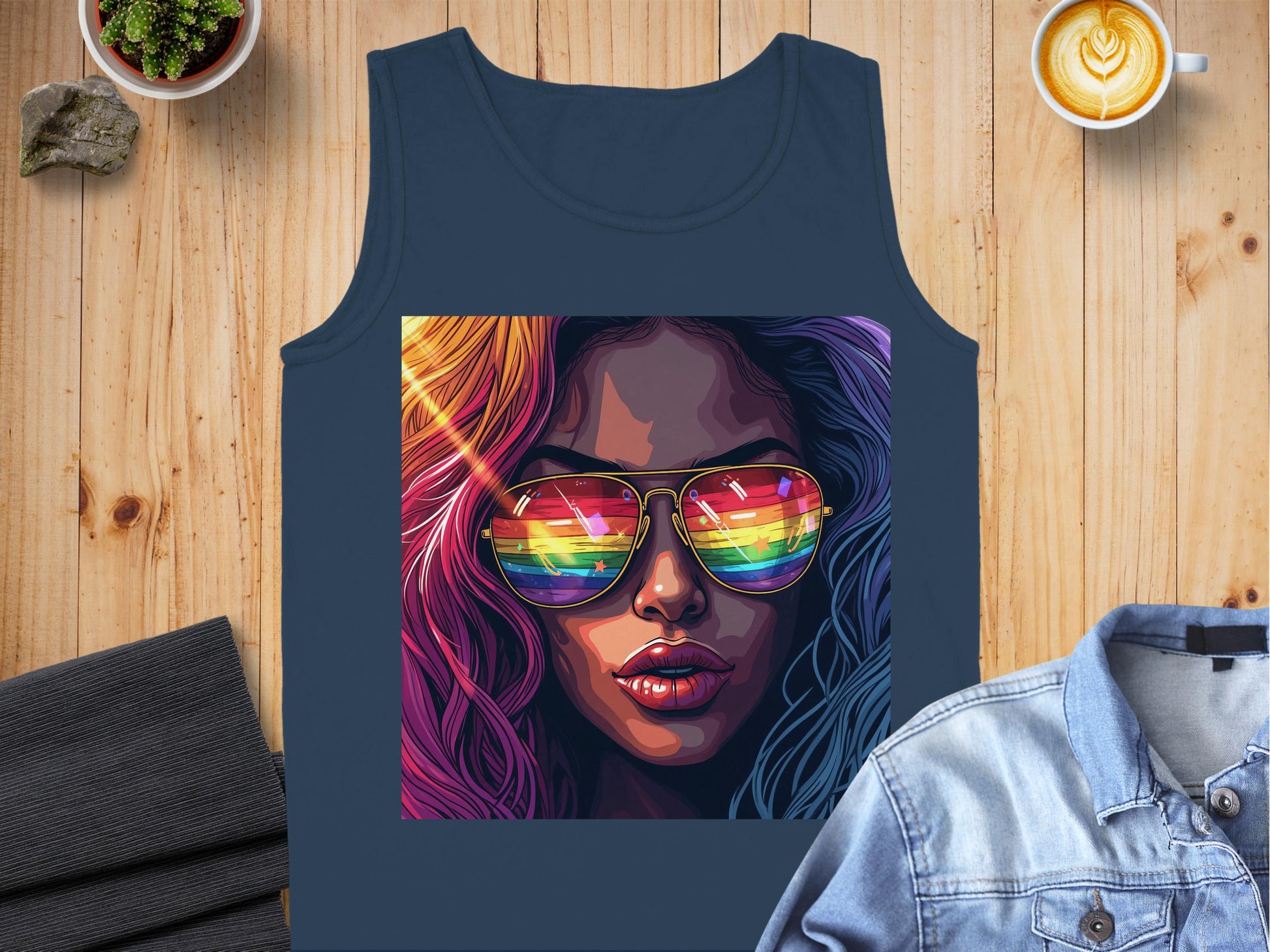 Colorful Sunglasses Reflection Artwork Tank Top product