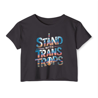 Pride corp top Festival Crop Top - Stand With Trans Troops