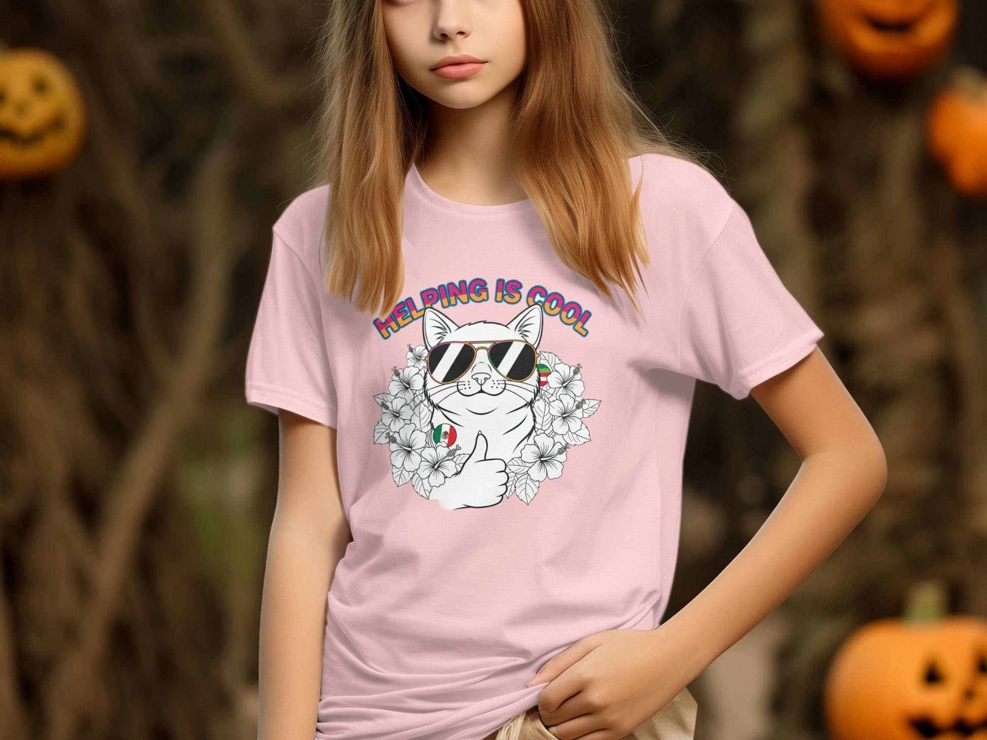Helping Is Cool Sunglasses Cat T-Shirt Product