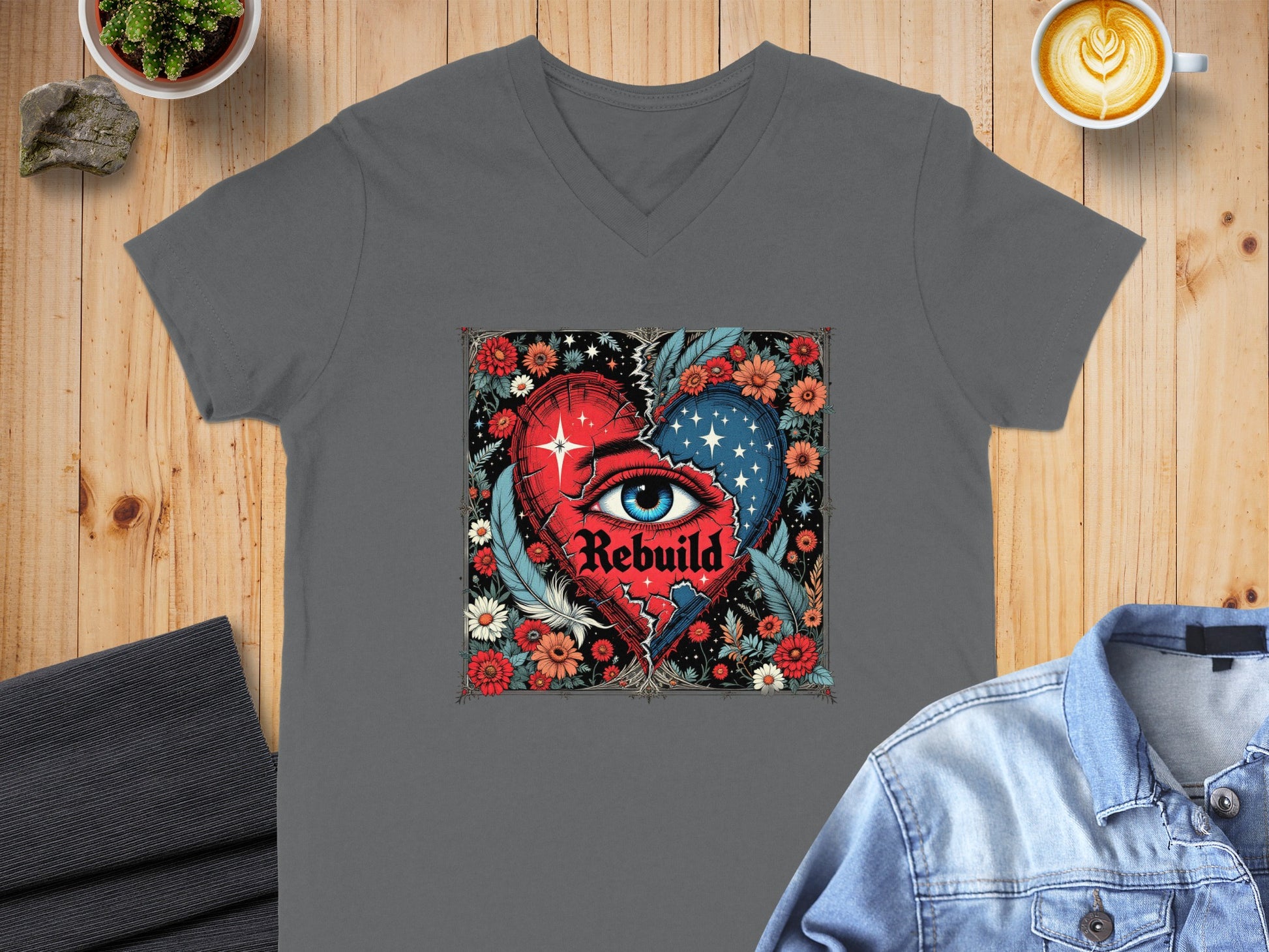 Rebuild Eye Heart Floral Graphic Short Sleeve Shirt product