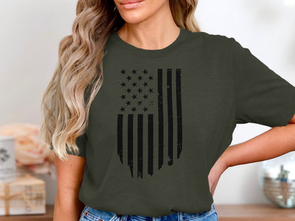 Stylish American Flag Print Tee Shirt product type