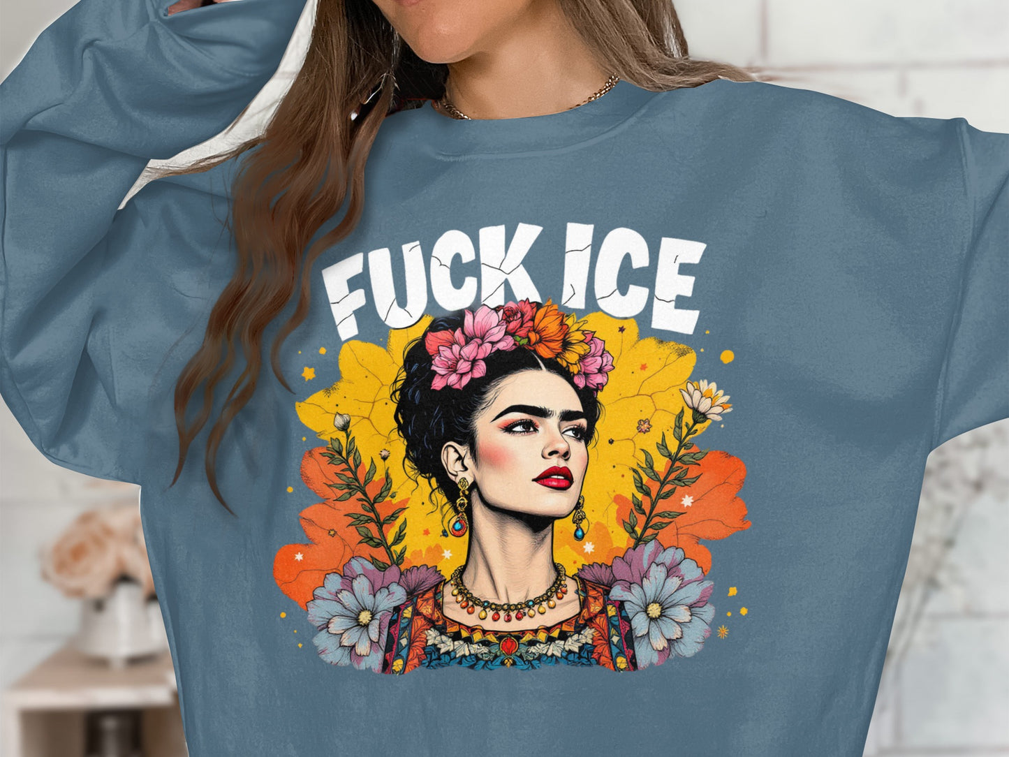 Colorful Graphic Sweatshirt Featuring Bold Feminist Icon